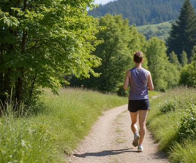 A person jogging on a scenic trail